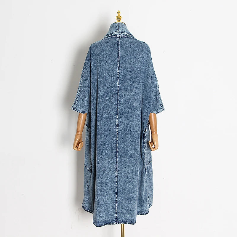 Vintage denim windbreaker trench coat