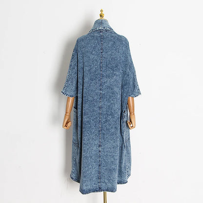 Vintage denim windbreaker trench coat