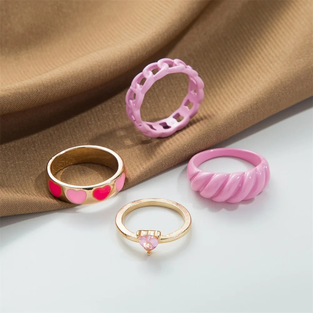 Vintage Green Embrace Rings Set