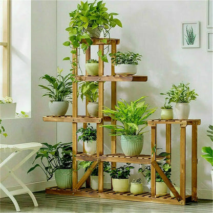 6 tiered wood plant flower stand shelf