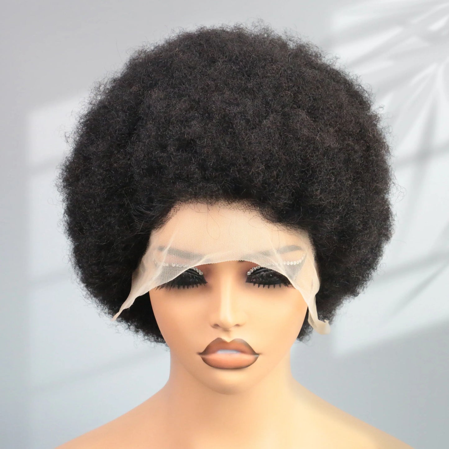 Afro kinky curly human hair short pixie cut wigs