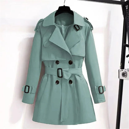 Elegant ladies windbreaker double breasted coat
