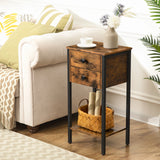 Bedside Table With 2 Drawers And Storage Shelf