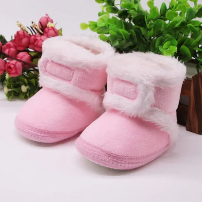 Soft sole fur snow boots
