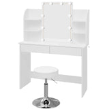 Adjustable LED Lighting Dressing Table with Stool Set