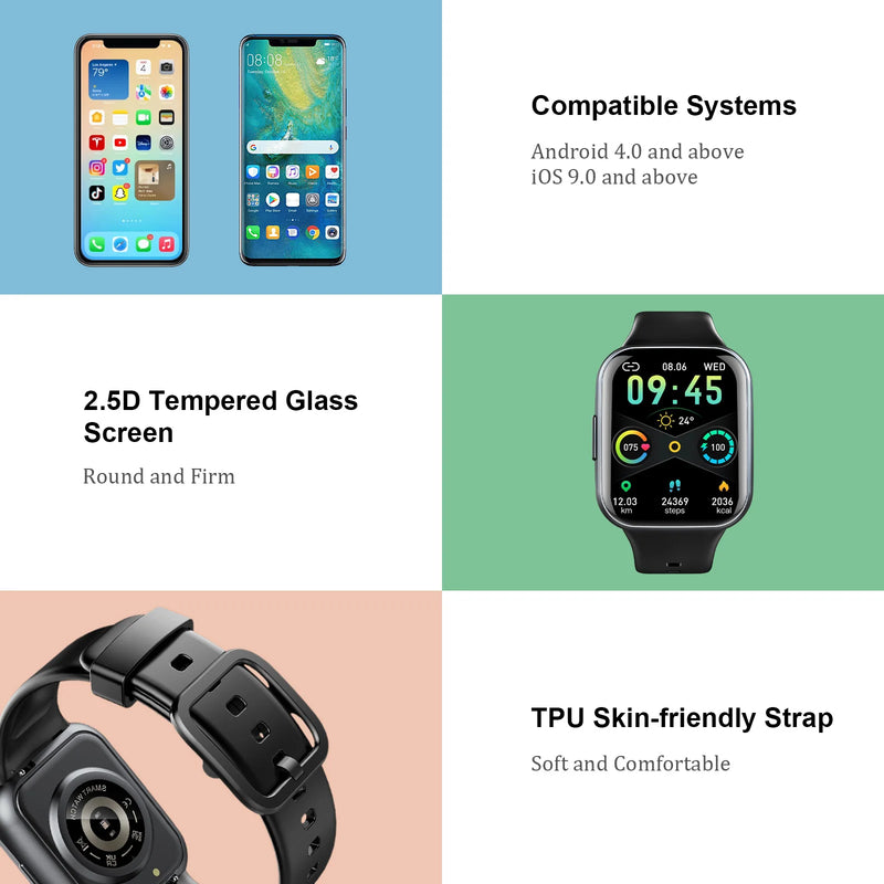 1.69" HD Touch Screen Waterproof Smartwatch.