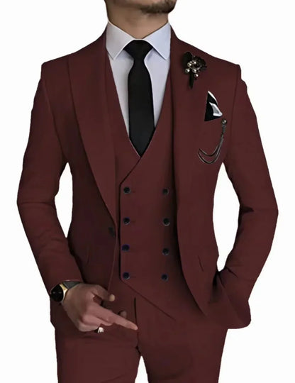 Men's peak lapel business 3piece blazer