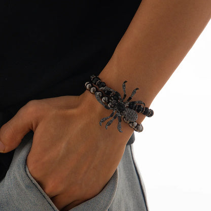 Gothic Black Spider Beads Halloween Bracelet