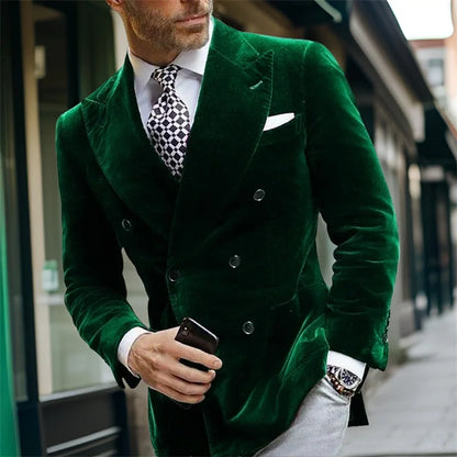 Men's velvet double breasted blazer