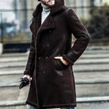 Faux Leather Long Sleeve Turndown Collar Coat