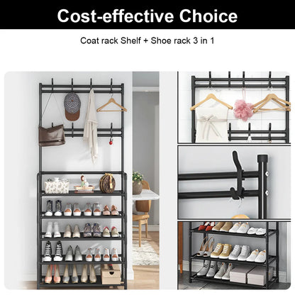 Multi-layer shoe rack doorway organizer