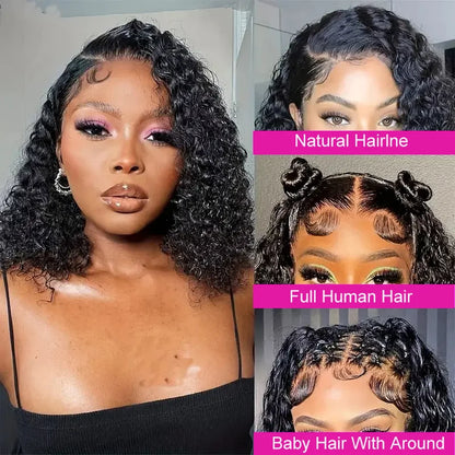 Deep wave transparent hd lace front wig