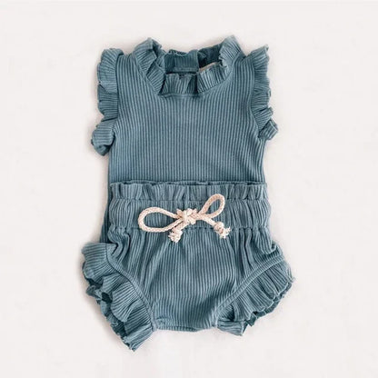 Cotton ruffle newborn girl clothes set
