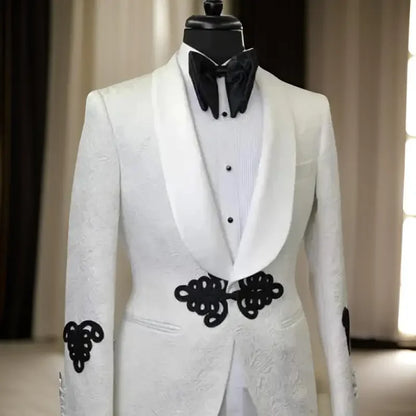 Floral men's suit jacket with mandarin buttons