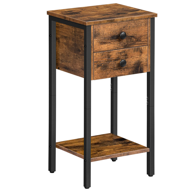 Bedside Table With 2 Drawers And Storage Shelf