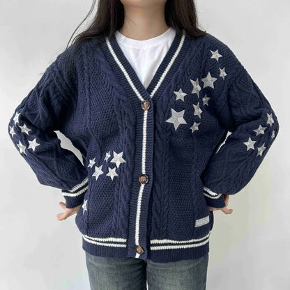 Midnight cardigan v-neck knitted sweater