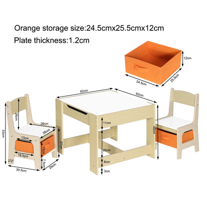 Kids wooden table with 2 chairs