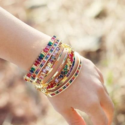 14K Gold Color Zircon Rainbow Bracelet