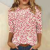 Heart Print Long Sleeve Top For Women