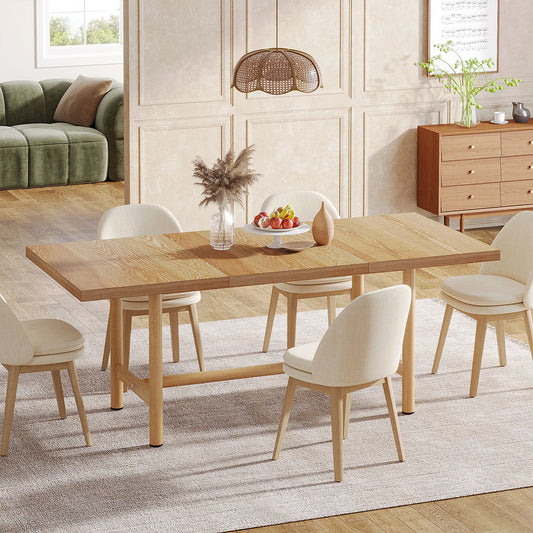 Rectangular dining table with metal legs