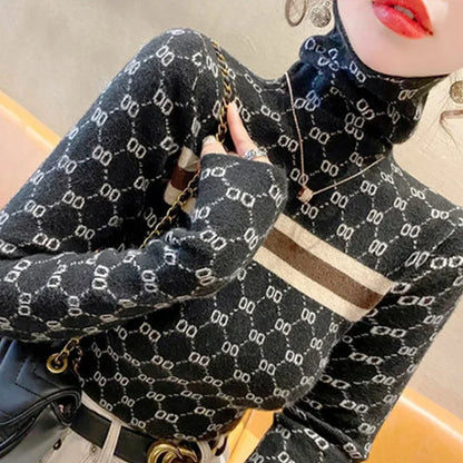 Slim turtleneck commute warm knitted pullover