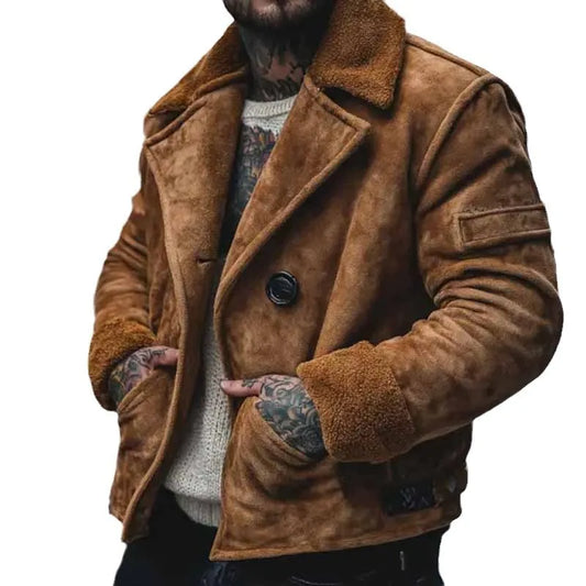 Retro versatile deerskin fleece jacket