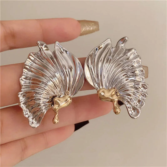 Asymmetry Wing Metal Earrings