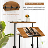 2-Tier Adjustable Computer Desk on Wheels