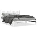 White Metal Bed Frame with Headboard