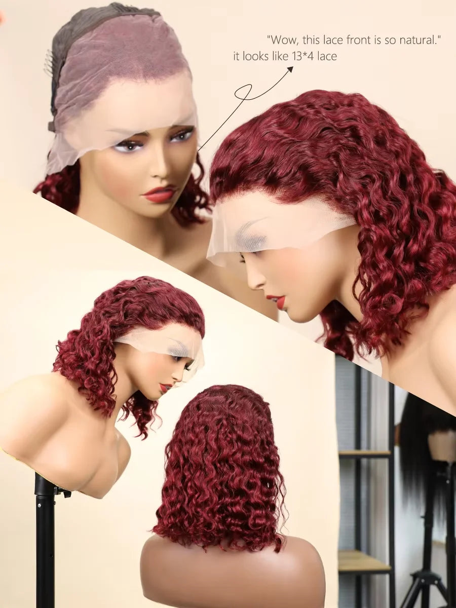 14inch water wave 13x4 bob wig