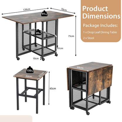 Foldable dining table set
