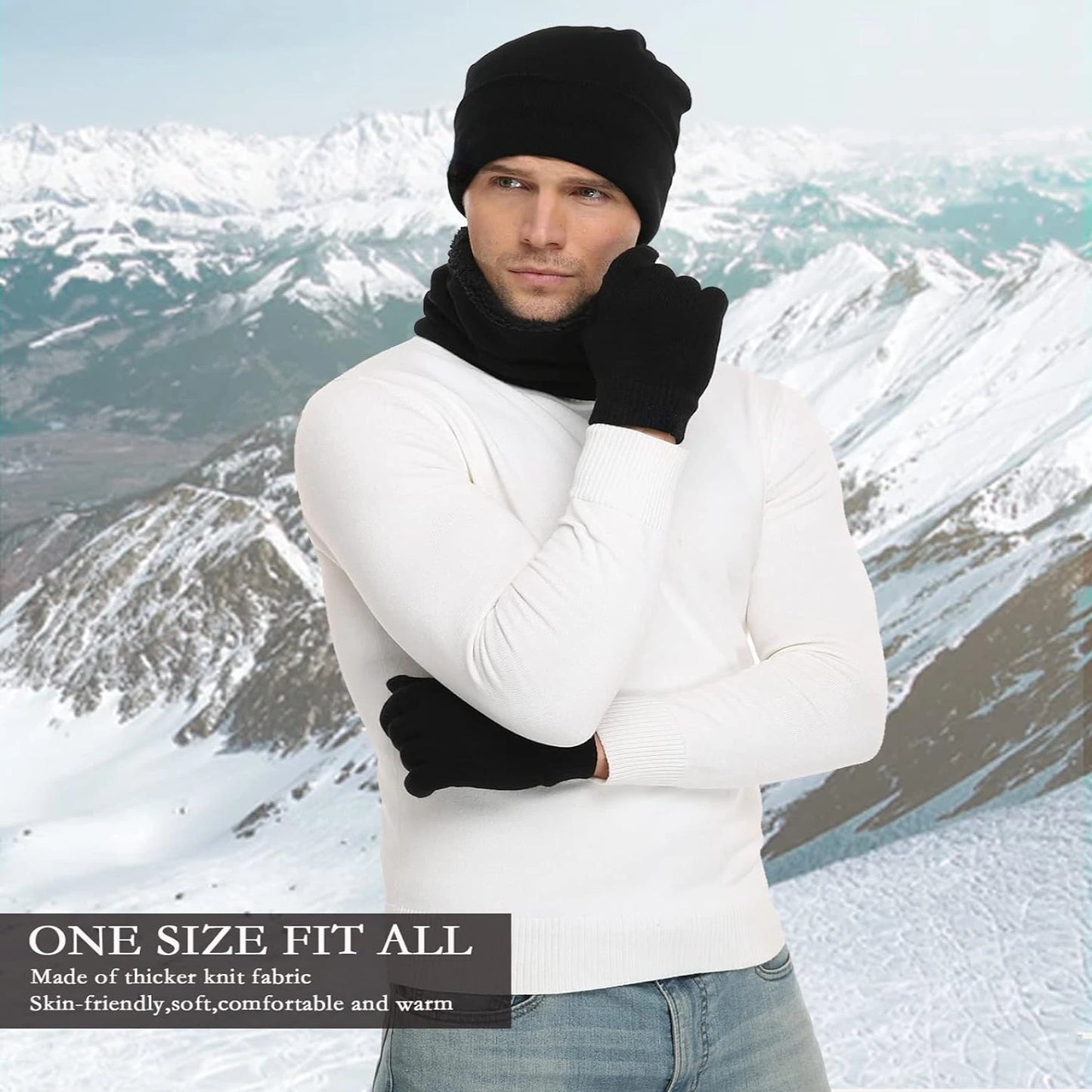 Stylish and cozy winter beanie set