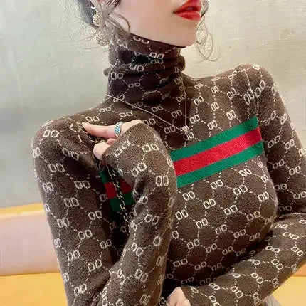 Slim turtleneck commute warm knitted pullover