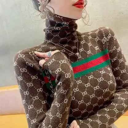 Slim turtleneck commute warm knitted pullover