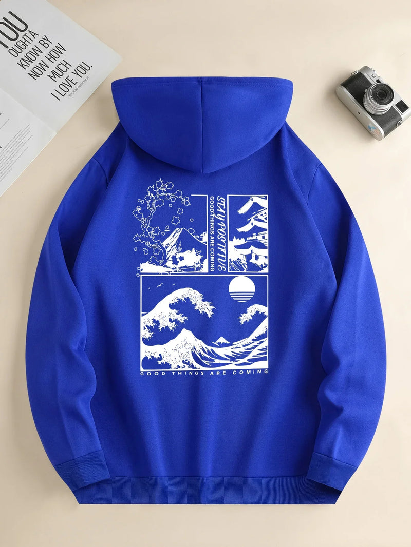 Men's Landscape Print Long Sleeve Hoody