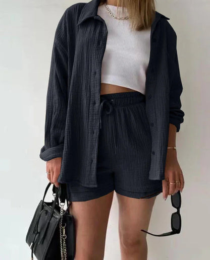 Lace up wide leg lady pants set