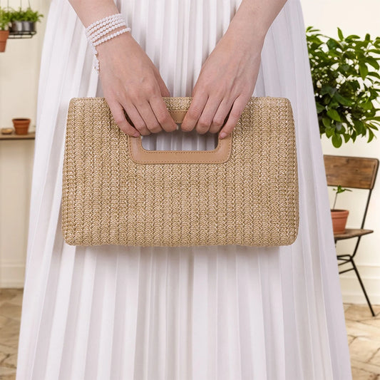 Women's straw woven raffia bag