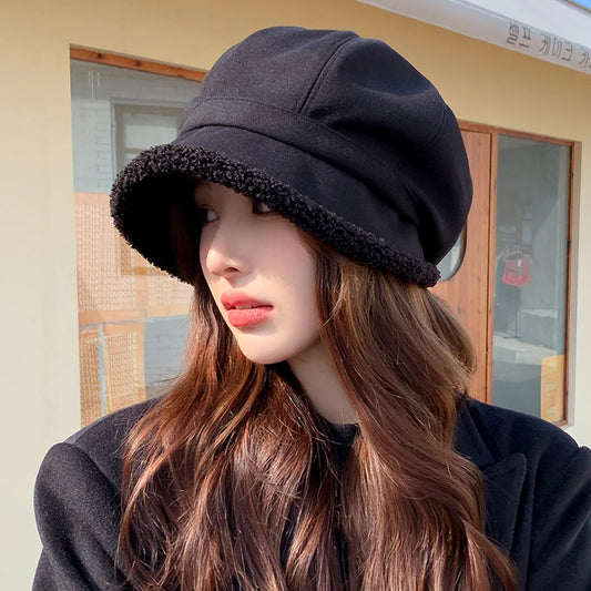 Women's retro velvet bucket hat