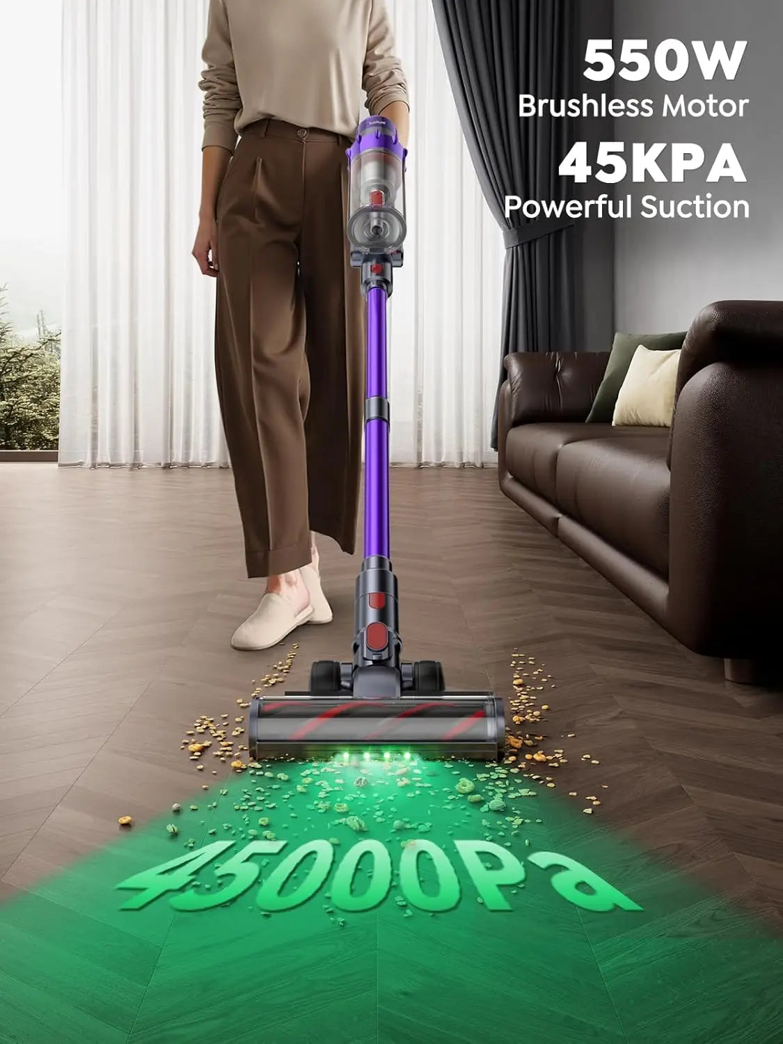 Cordless vacuum cleaner with touch screen
