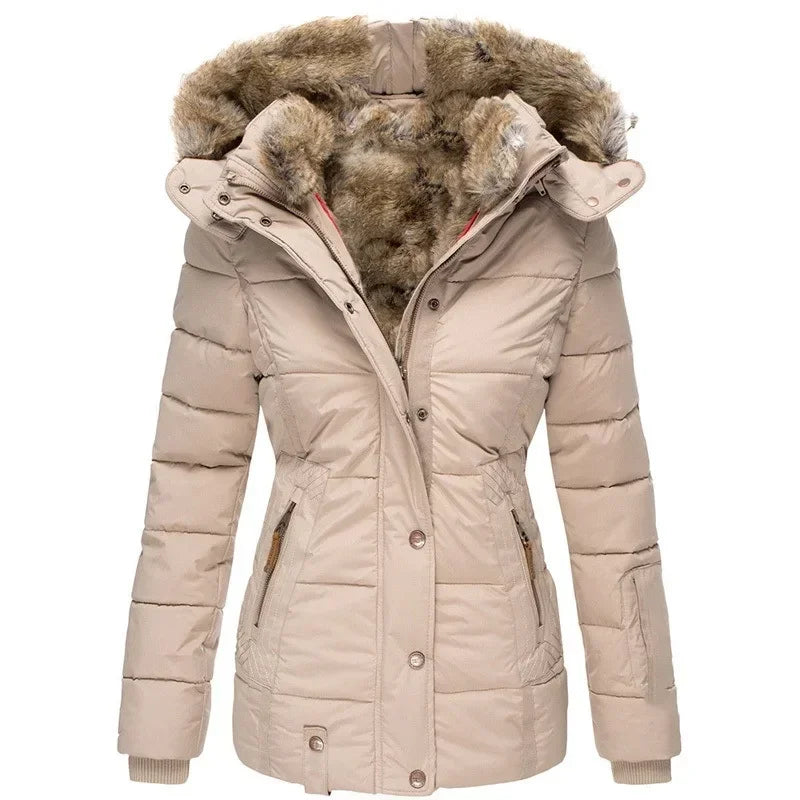 Winter warm wool collar cotton coat
