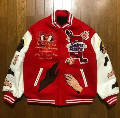 Trendy embroidery leather jacket