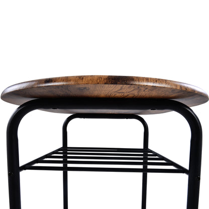 Wooden steel frame 3-piece dining table & chair set