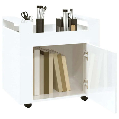 High gloss white desk trolley