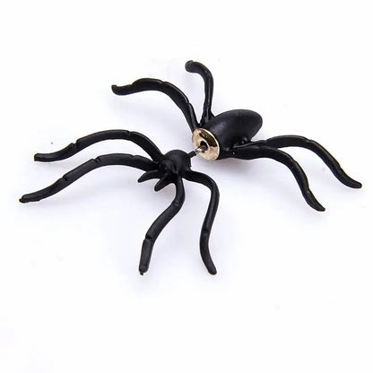 3D Horror Personality Black Spider Halloween Earrings