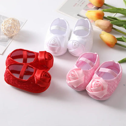Newborn baby girl's bowknot lace shoes