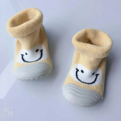Rubber sole cartoon toddler socks shoes