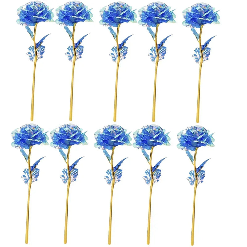 10pcs Eternal Colorful Gold Rose