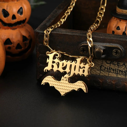 Halloween Double Layer Nameplate Necklace