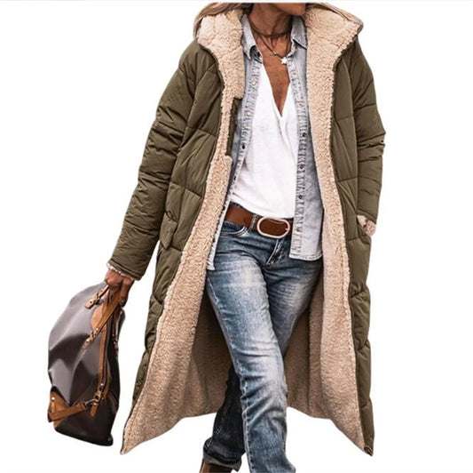 Ladies winter hooded quilted coat