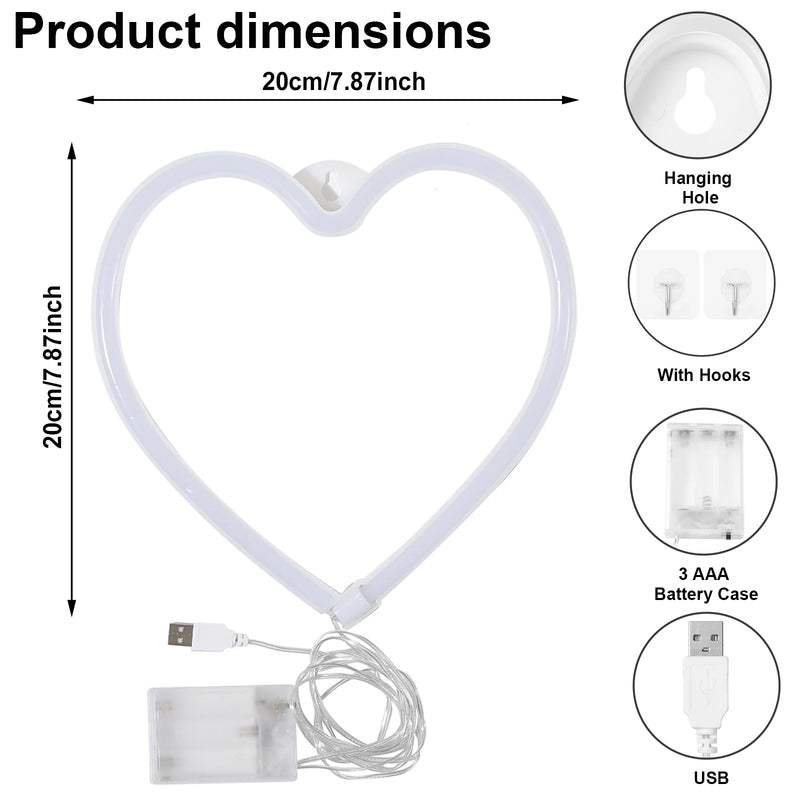1PC Neon Sign Heart Led Light